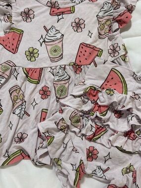 Little Snuggles Watermelon Peplum & Ruffle Bummies Set 6–9 Months Bamboo
